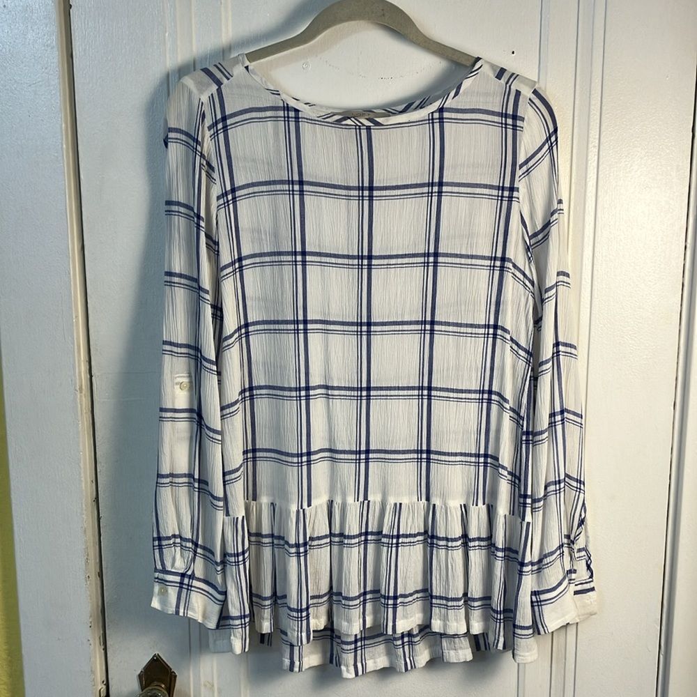 LOFT blue & white gauzy tunic